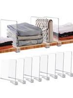 JOY DECOR 6 Pack Acrylic Clear Shelf Dividers for Closets Organizer and Storage Adjustable Vertical
