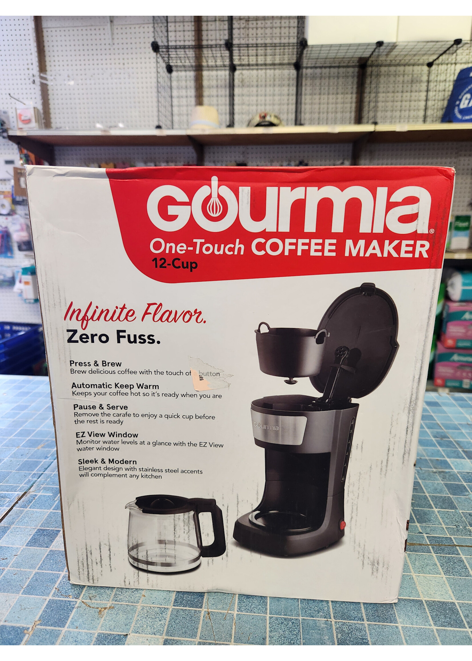 Gourmia 12 Cup One-Touch Switch Coffee Maker with Auto Keep Warm Black: Drip Coffee Machine, 900W, Basket Filter