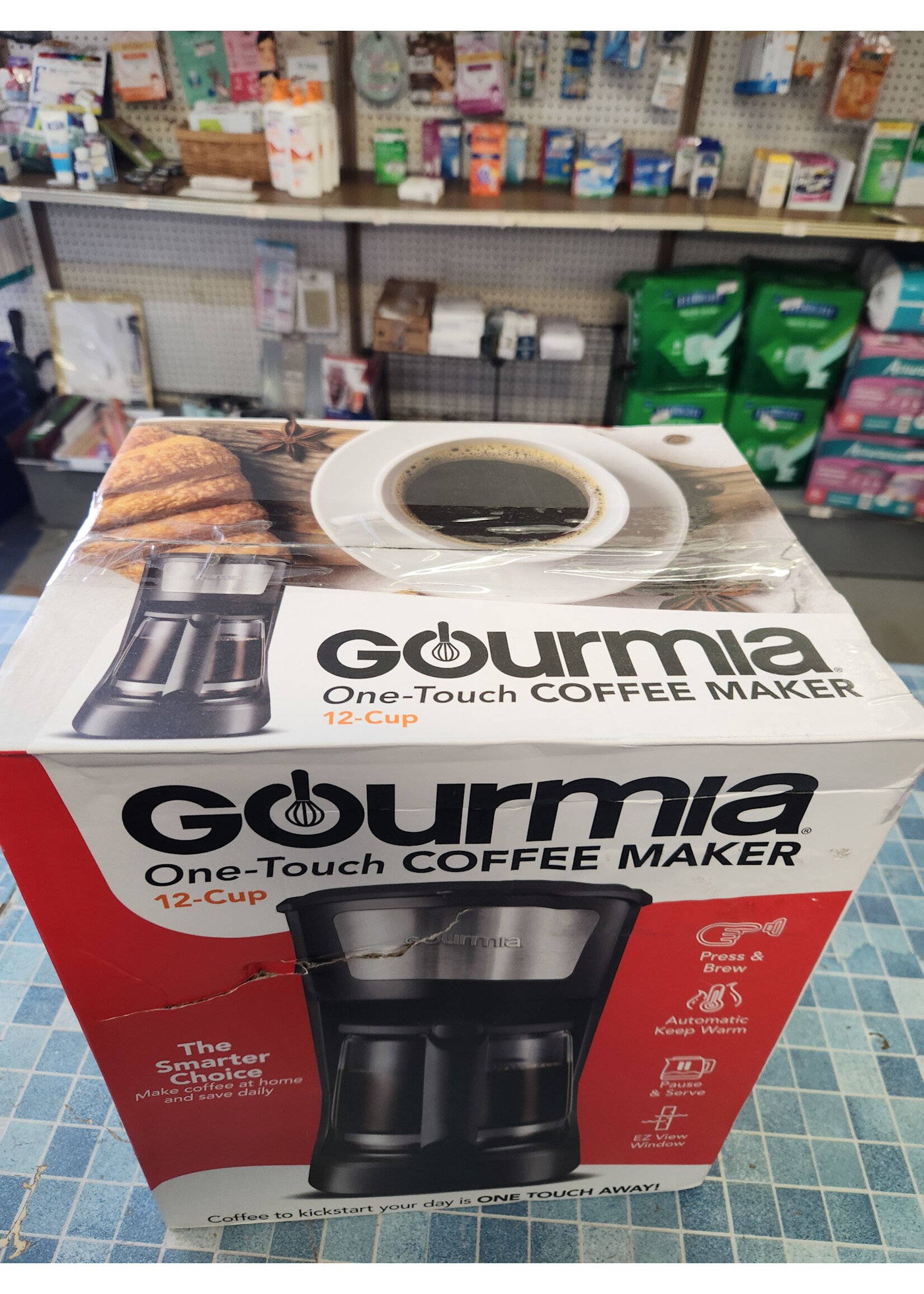 Gourmia 12 Cup One-Touch Switch Coffee Maker with Auto Keep Warm Black: Drip Coffee Machine, 900W, Basket Filter