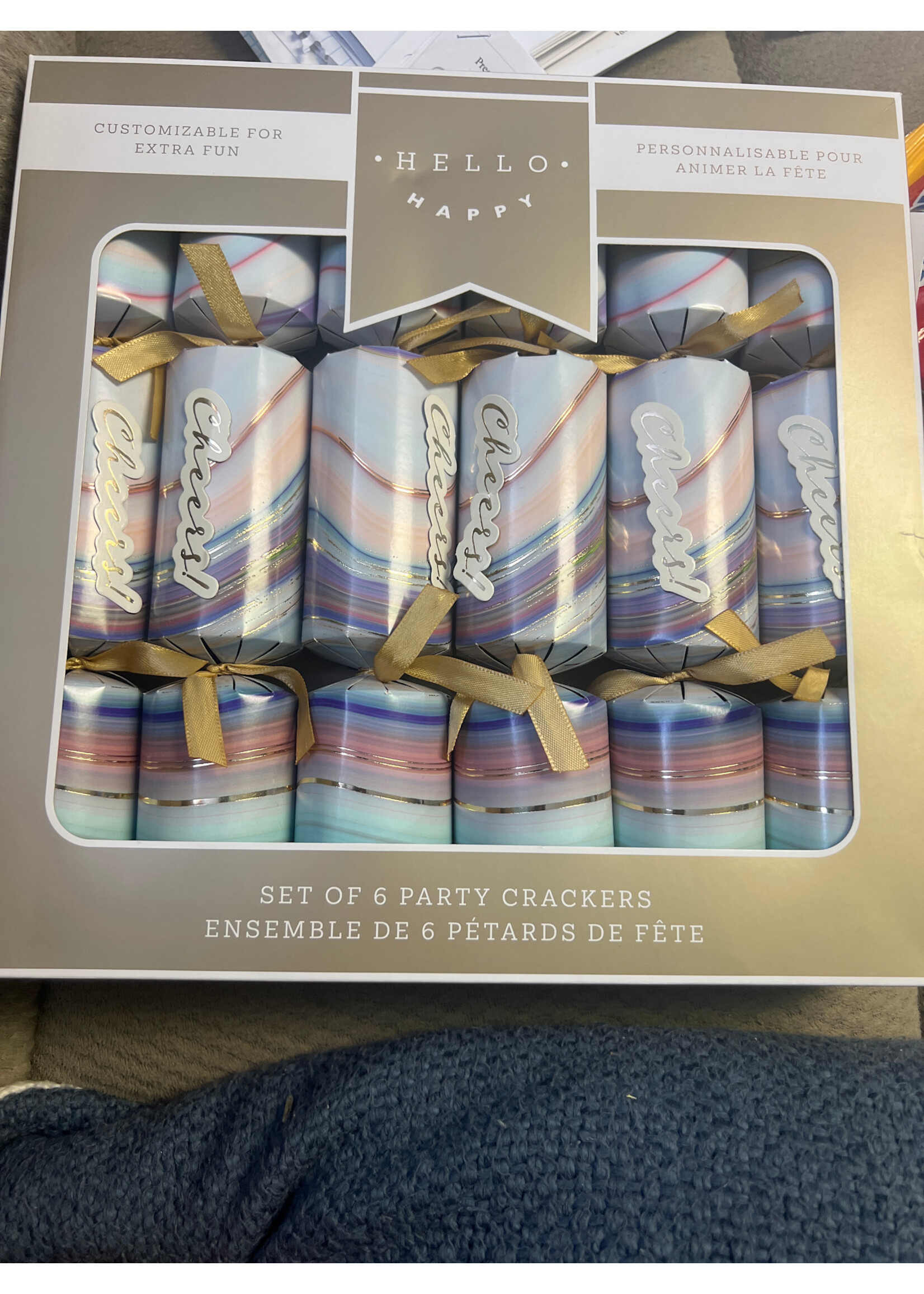 Hello Happy - Set of 6 Party Crackers - customizable note and activity for newlyweds
