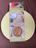 Kitchen Discovery Set of 3 Woven Trivets pale yellow 8”