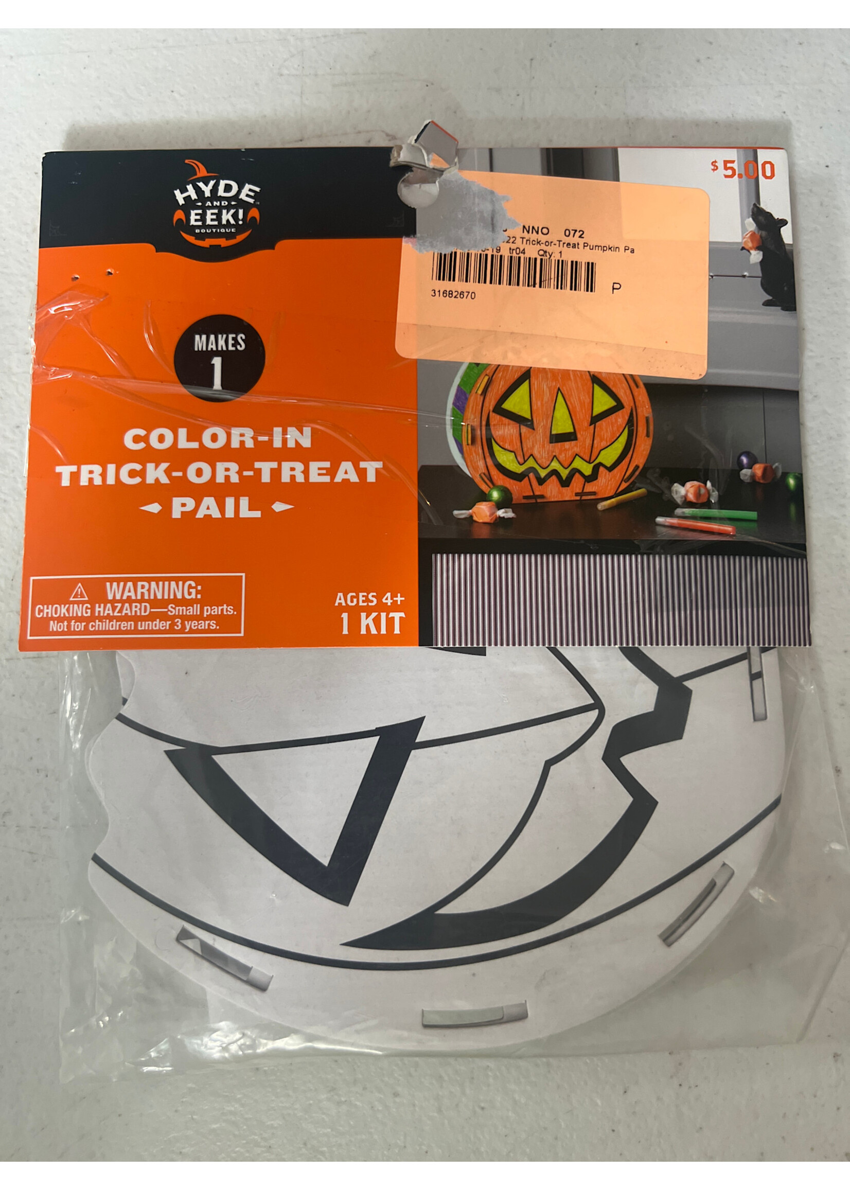 Open package- Hyde & Eek! Color-in Trick-or-treat Pail
