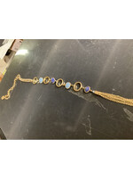 Blue Stone Necklace with Gold Rings