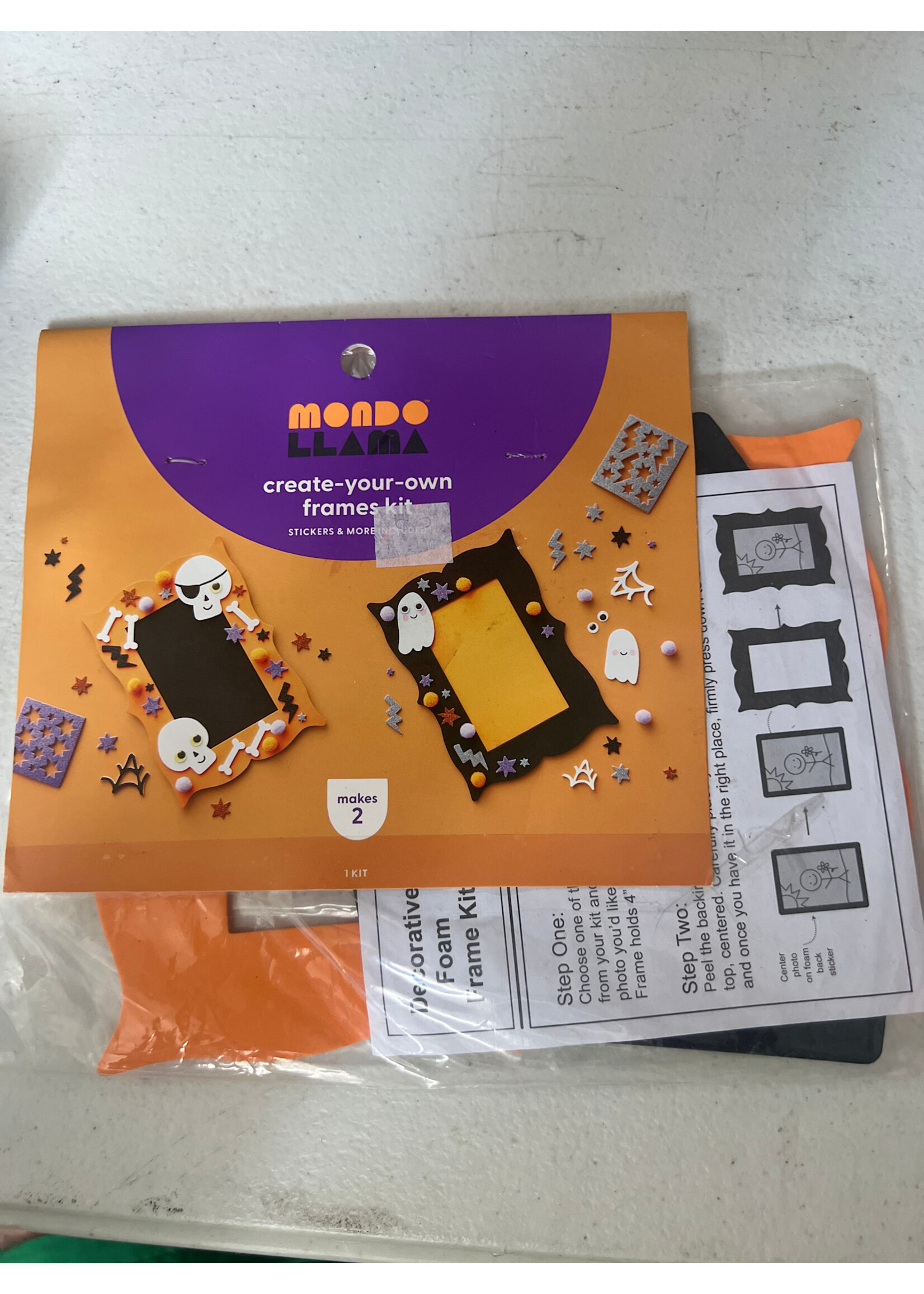 Open package- Mondo Llama Create Your Own Frames Kit Halloween theme