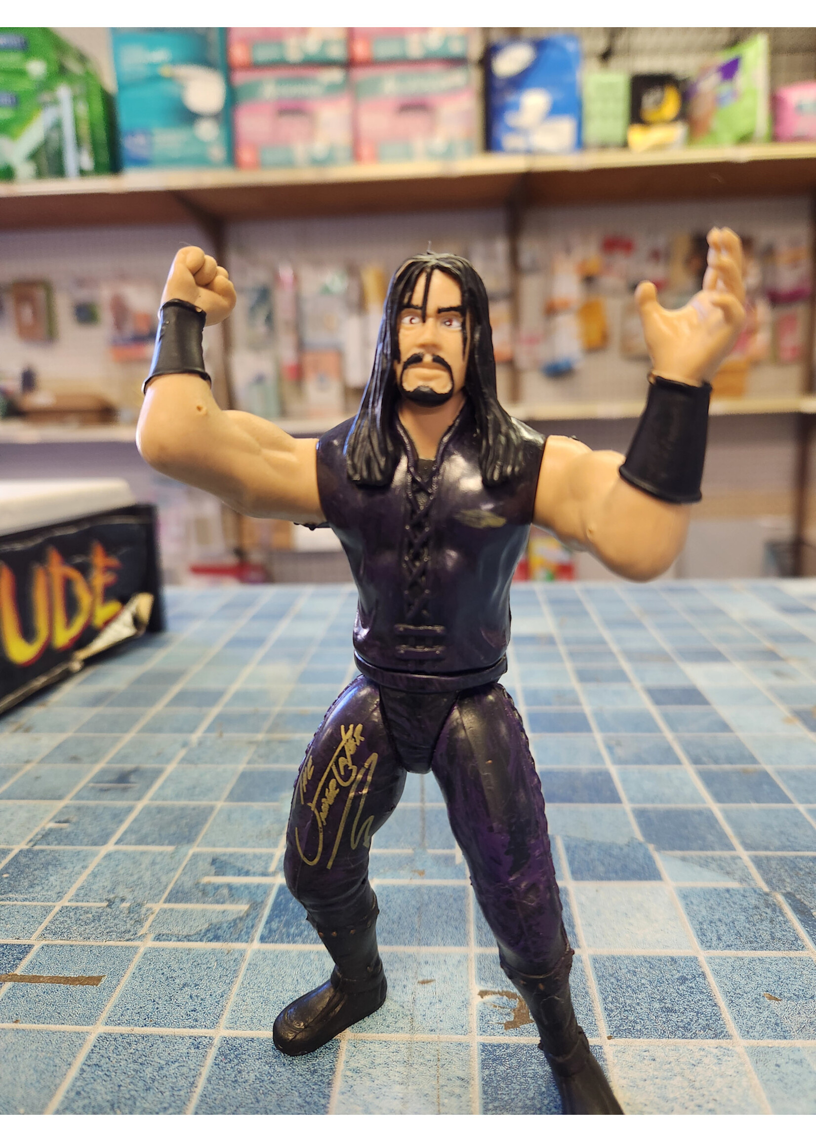 Autographed 1997 Undertaker WWE WWF Jakks Pacific Slammers Series 1 Wrestling Action Figure