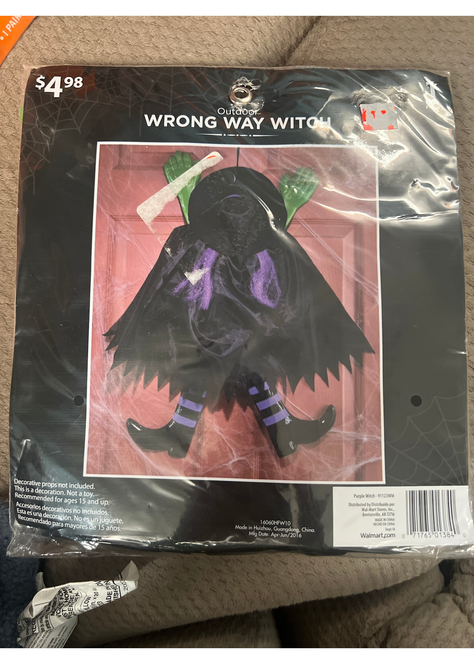 Outdoor Wrong Way Witch decoration