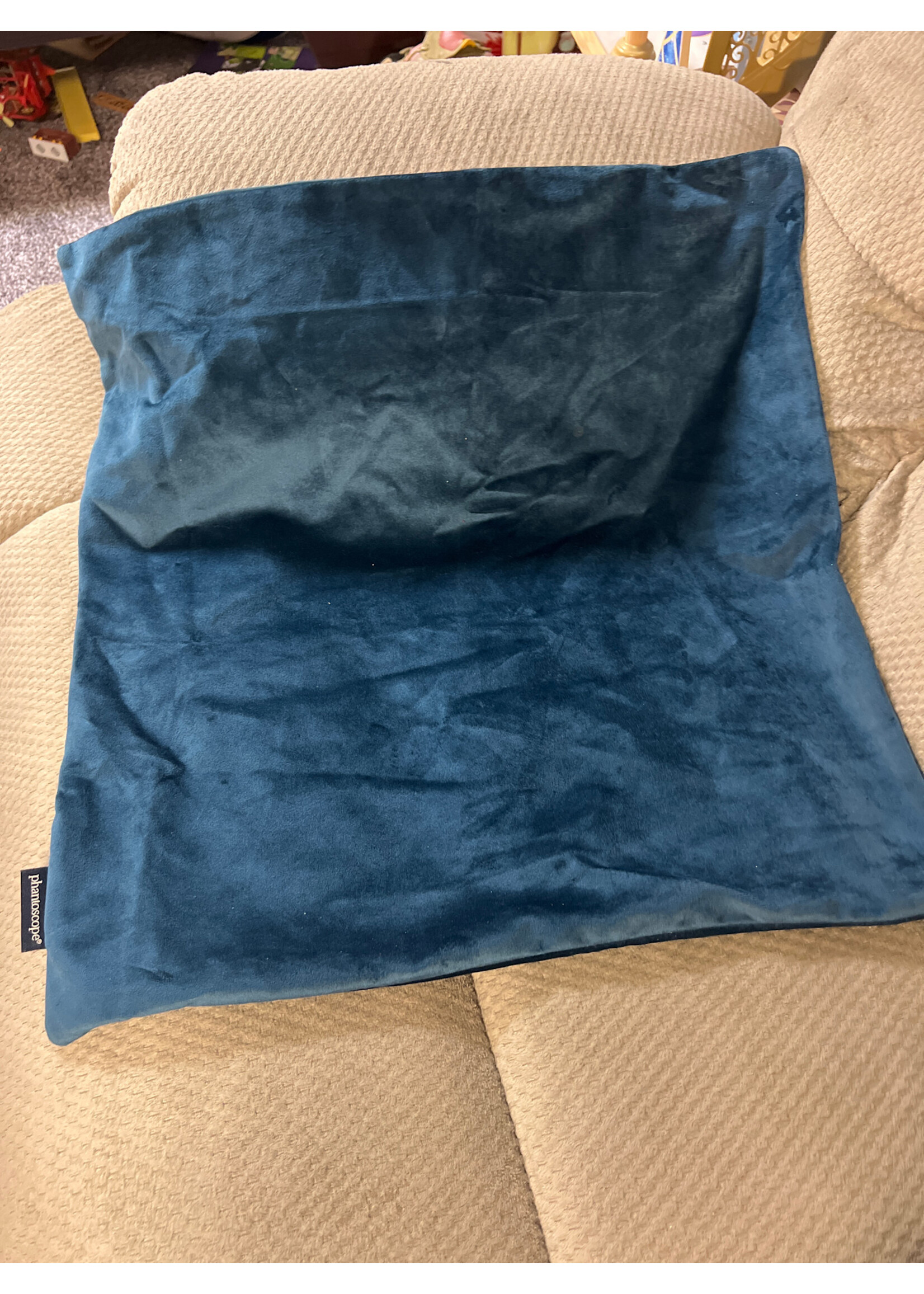 No packaging- Phantoscope 21”x21” teal  velvety pillowcase