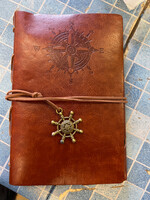 Leather Bound Notebook with compass and sailor bookmarks, Pirates