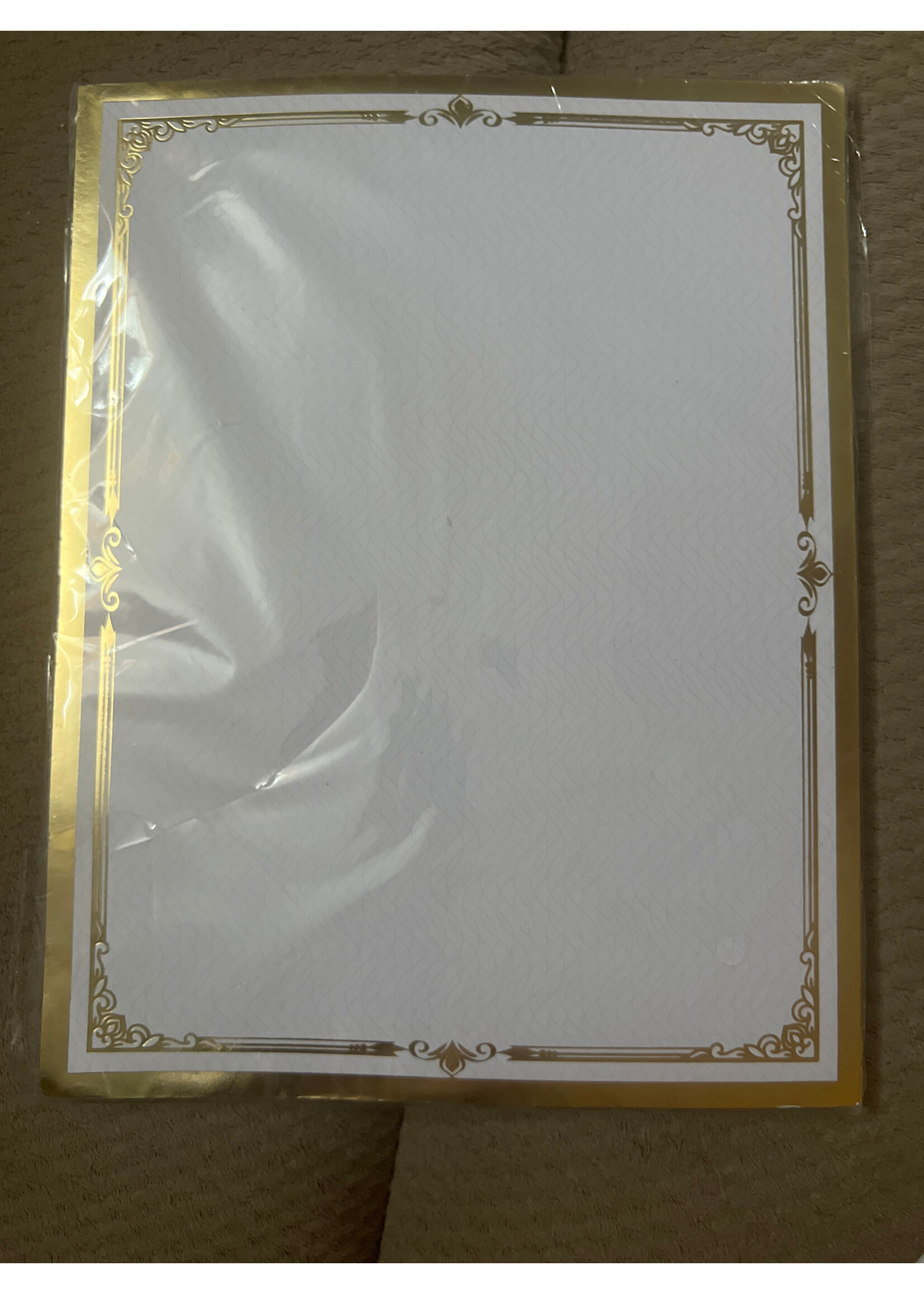 Ripped Packaging- Award Certificate Paper 8.5”x11” gold border 50 pc?