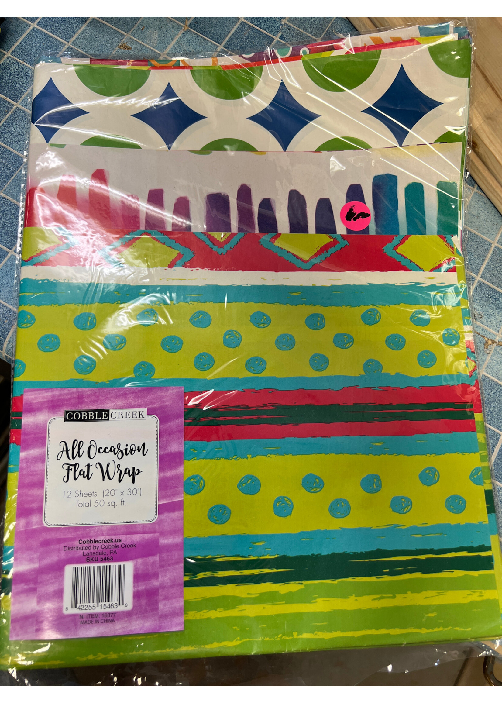 Cobble Creek All Occasion Flat Wrap 12 Sheets 20x30