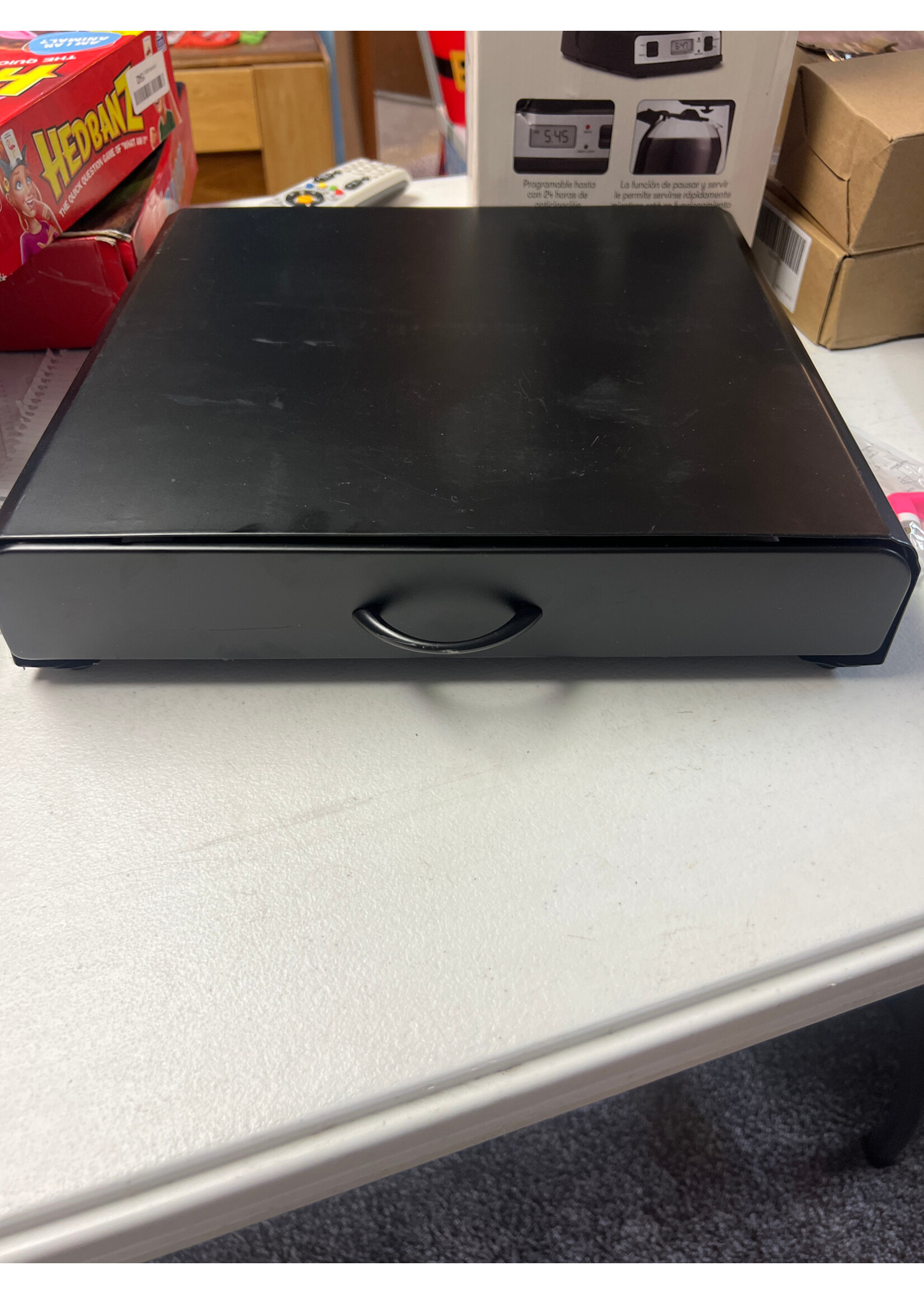 Used- No Brand- Black Coffee Pod Storage Drawer 14-1/4”w- 12-7/8” deep- 3-1/8” tall