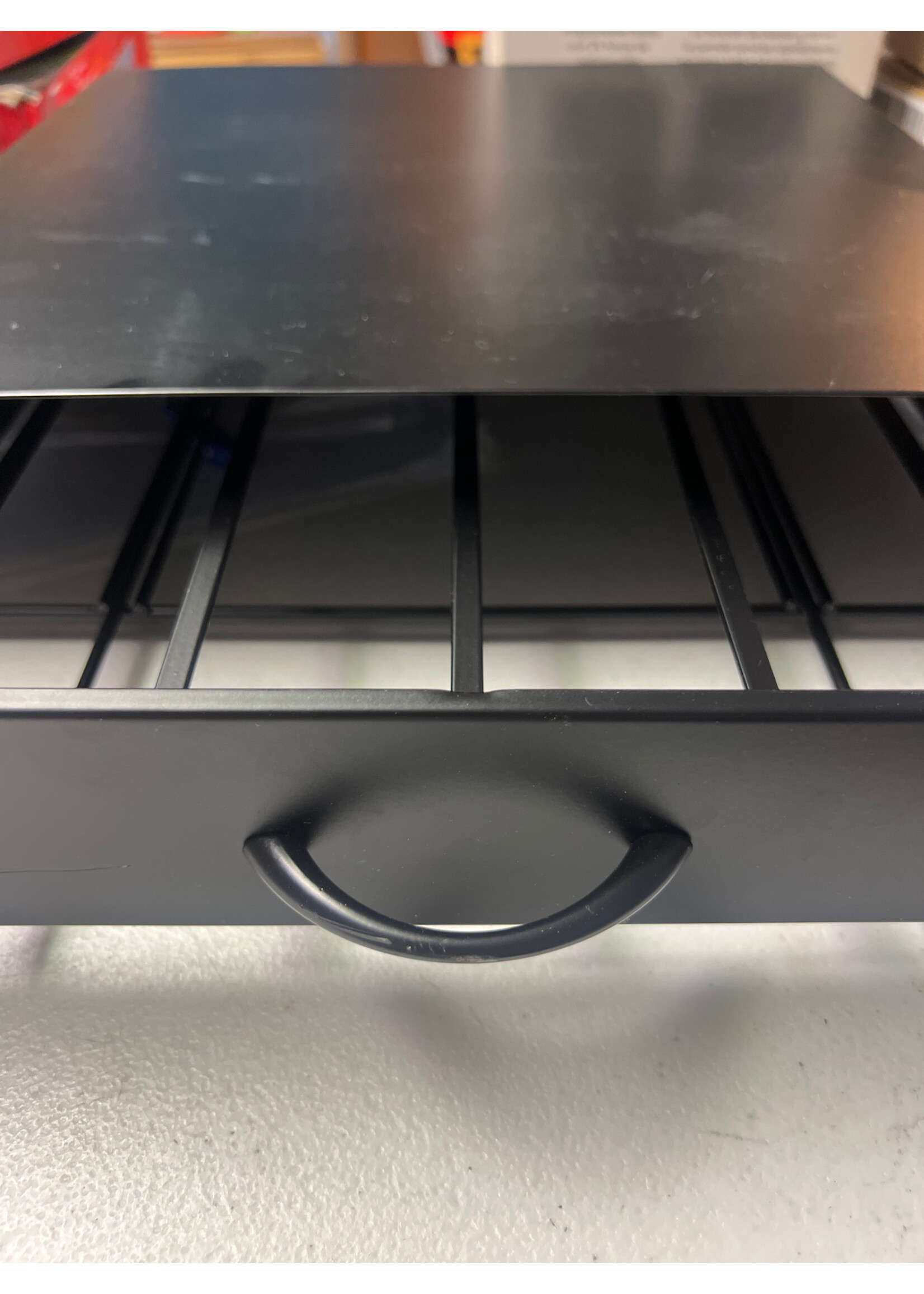 Used- No Brand- Black Coffee Pod Storage Drawer 14-1/4”w- 12-7/8” deep- 3-1/8” tall