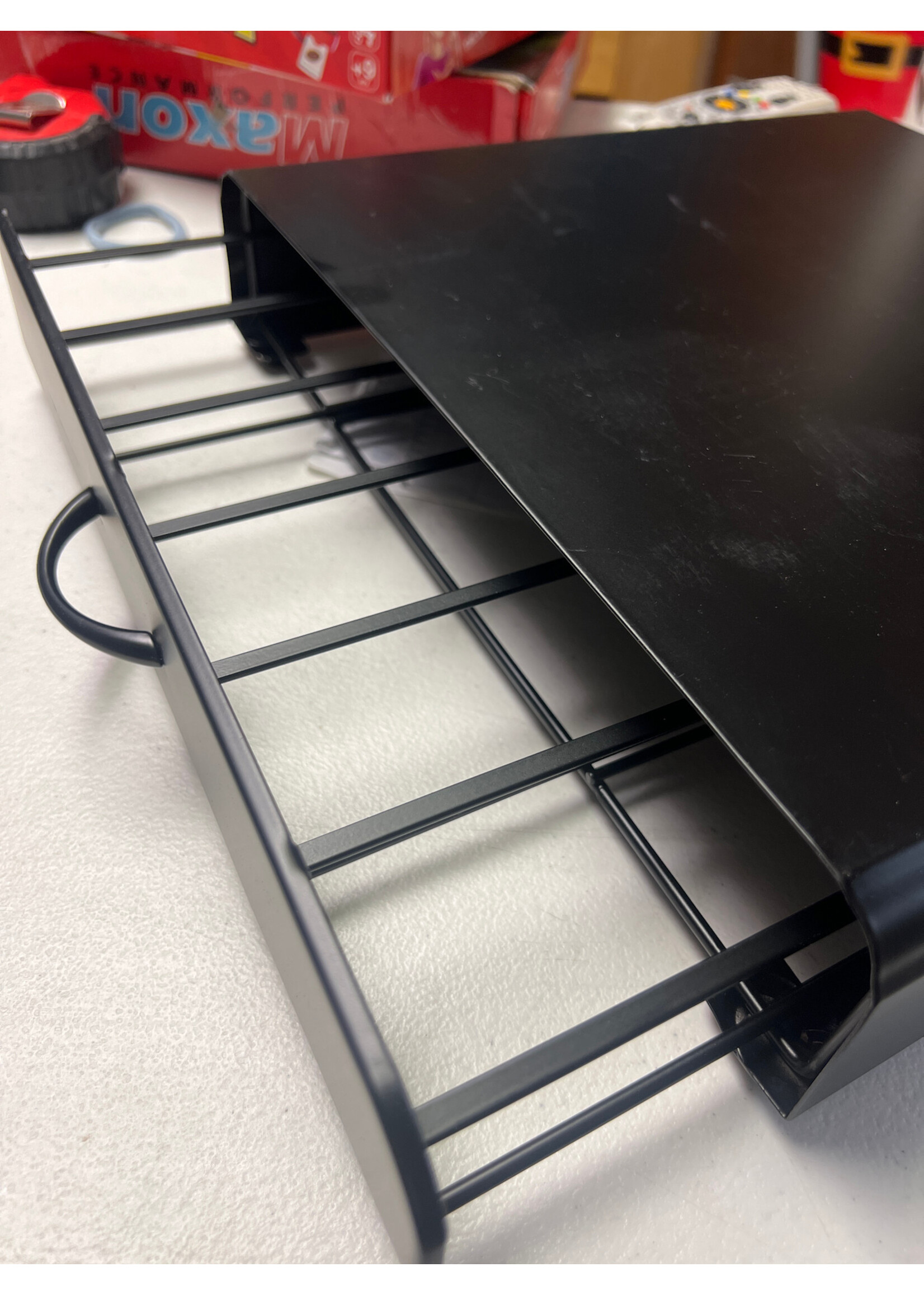 Used- No Brand- Black Coffee Pod Storage Drawer 14-1/4”w- 12-7/8” deep- 3-1/8” tall