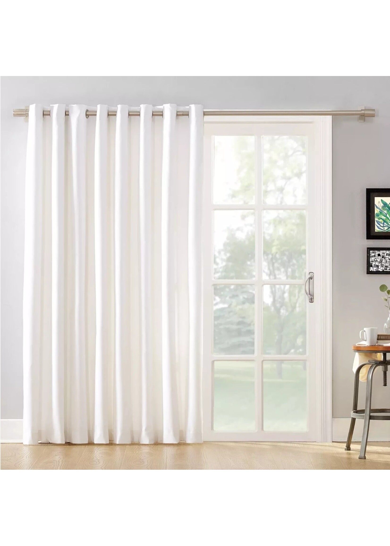 MAINSTAYS SLIDING GLASS DOOR THERMAL LINED DARKENING GROMMET PANEL,WHITE 100X84