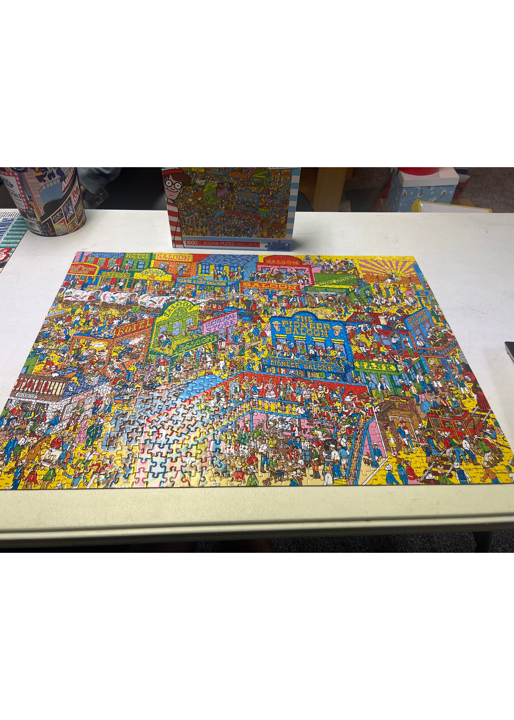 Assembled once- Where’s Waldo 1000 pc jigsaw puzzle Aquarius
