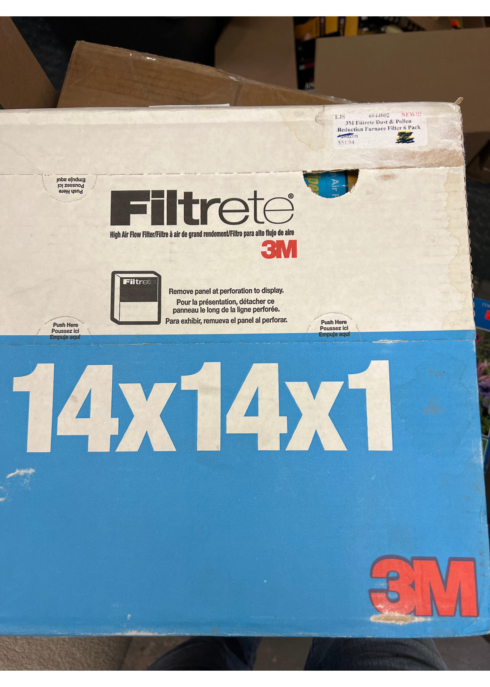 3M New in box- Filtrete 6ct 14x14x1 High Air Flow Filter by 3M 600 MPR Dust & Pollen Filter