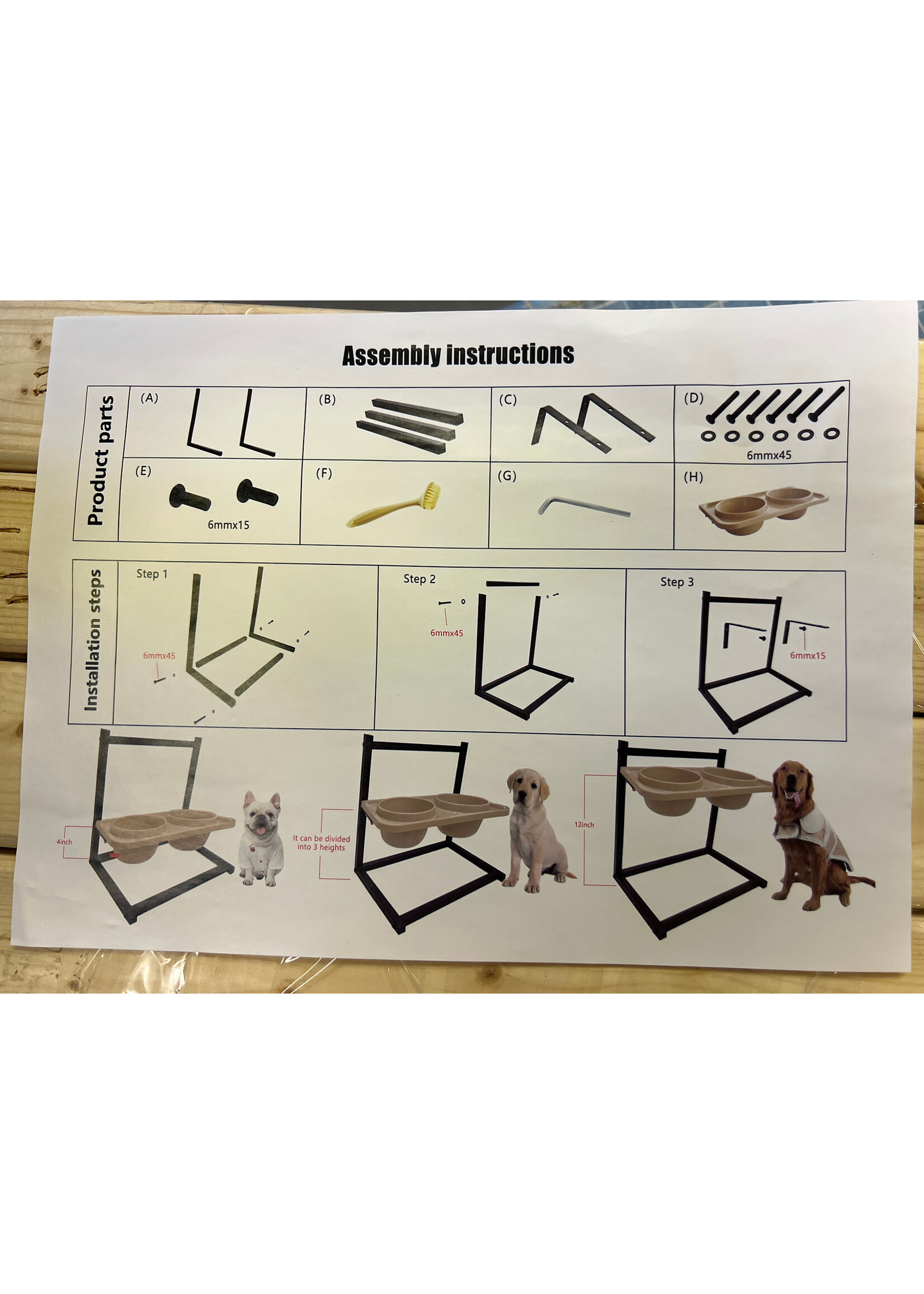 Open box - new- Mikicharm Elevated Dog Bowls for large breeds brown plastic/black metal