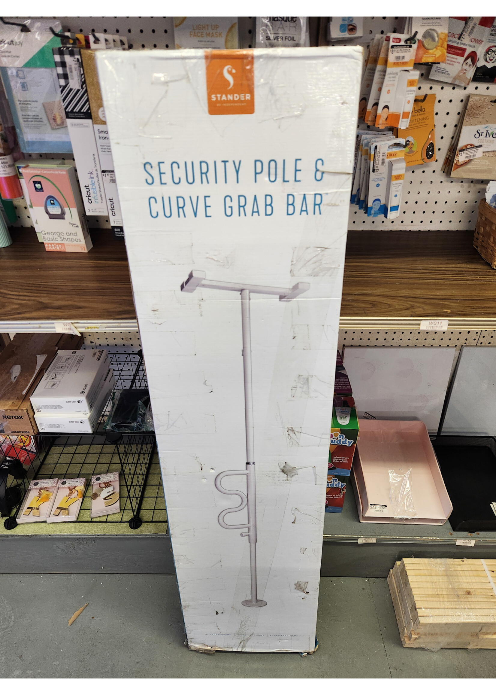 Stander Security Pole and Curve Grab Bar - Iceberg White