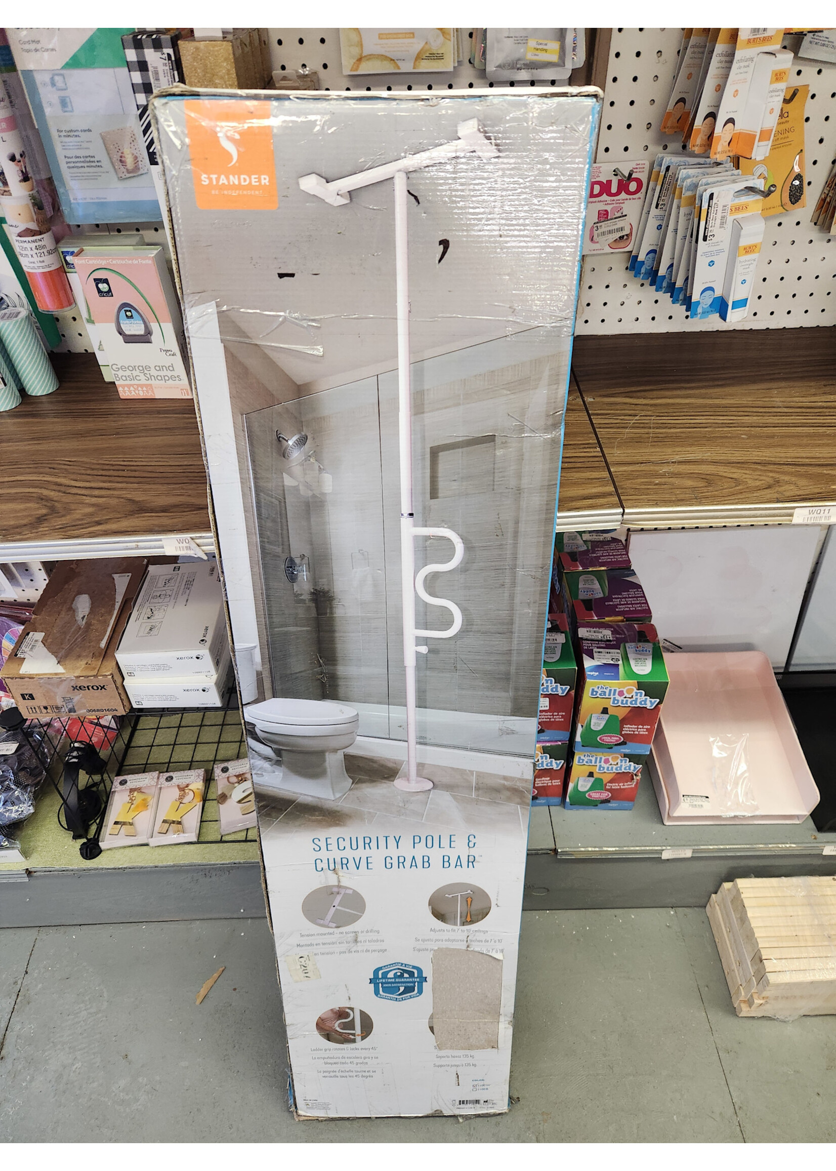 Stander Security Pole and Curve Grab Bar - Iceberg White