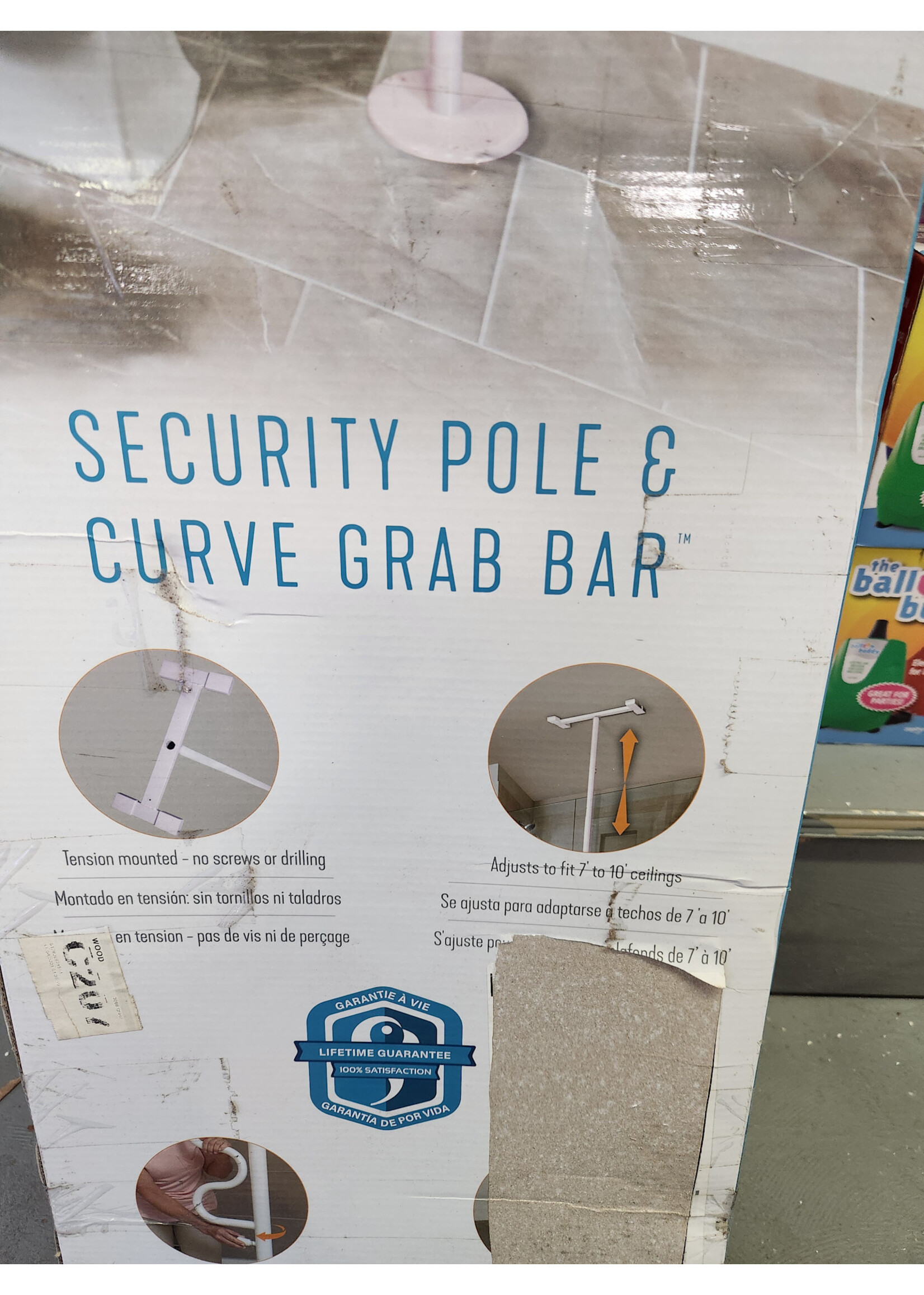Stander Security Pole and Curve Grab Bar - Iceberg White