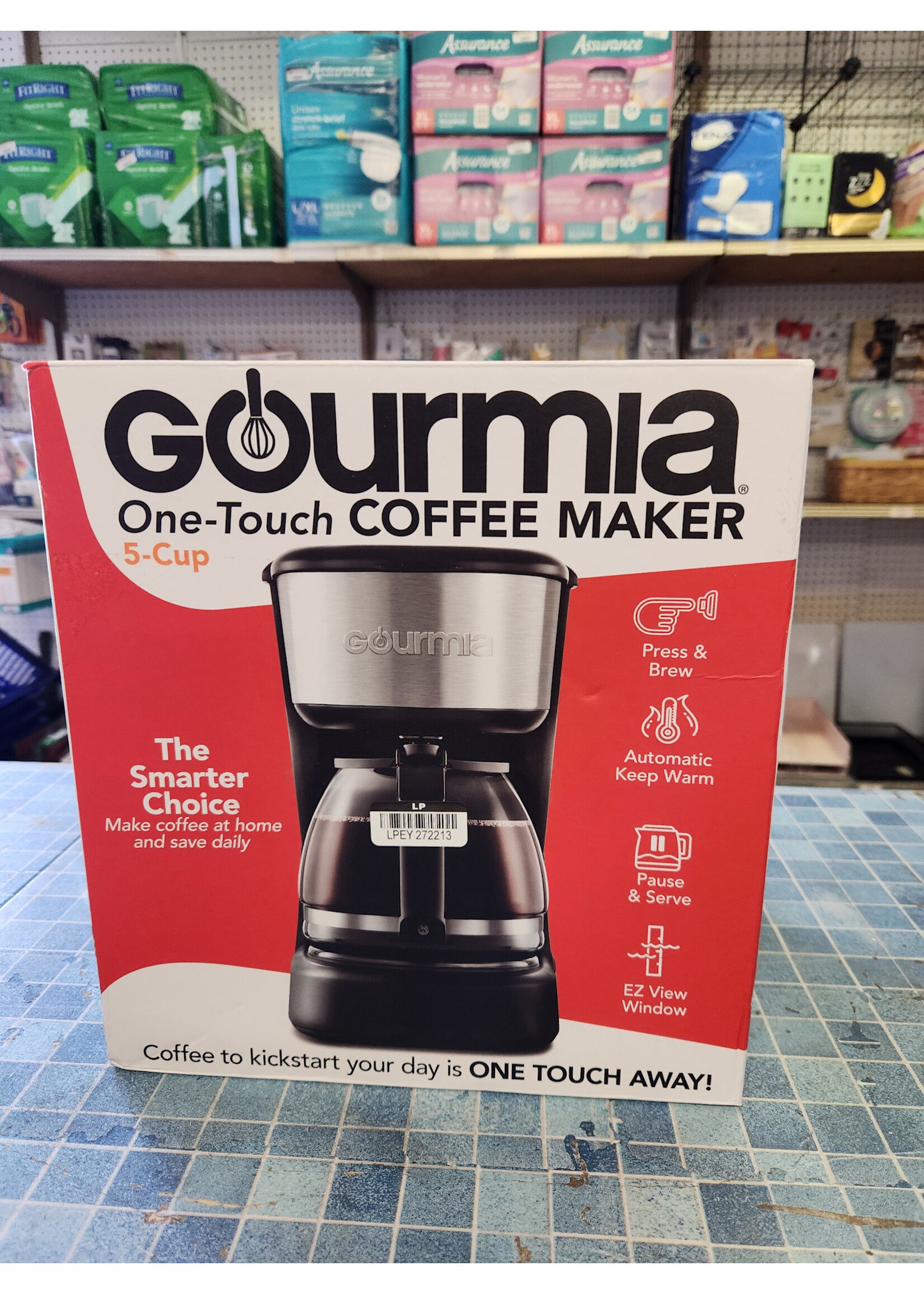 Gourmia 5 Cup One-Touch Switch Coffee Maker with Auto Keep Warm Black: Small Drip Coffee Machine, 700W, Basket Filter