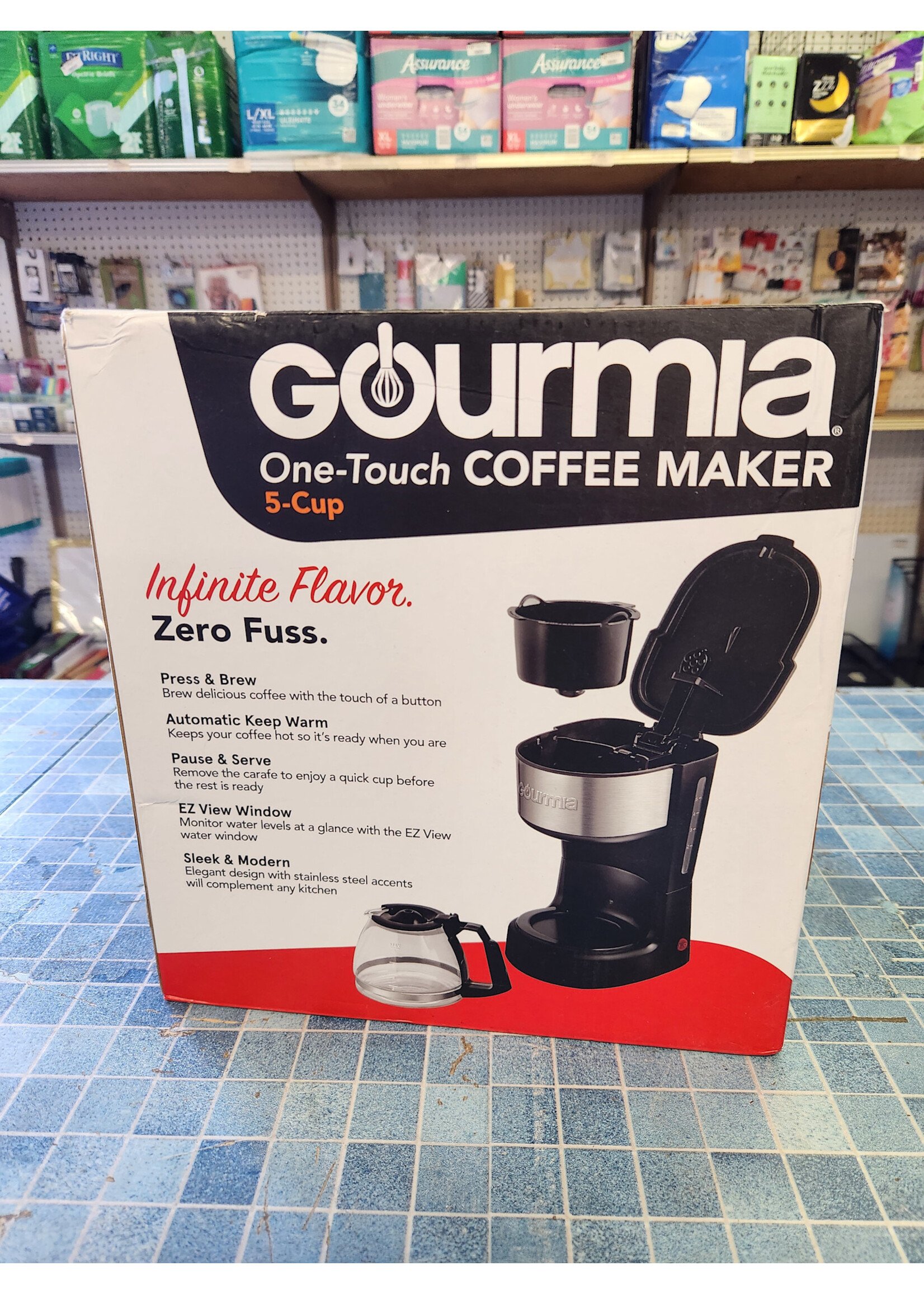 Gourmia 5 Cup One-Touch Switch Coffee Maker with Auto Keep Warm Black: Small Drip Coffee Machine, 700W, Basket Filter