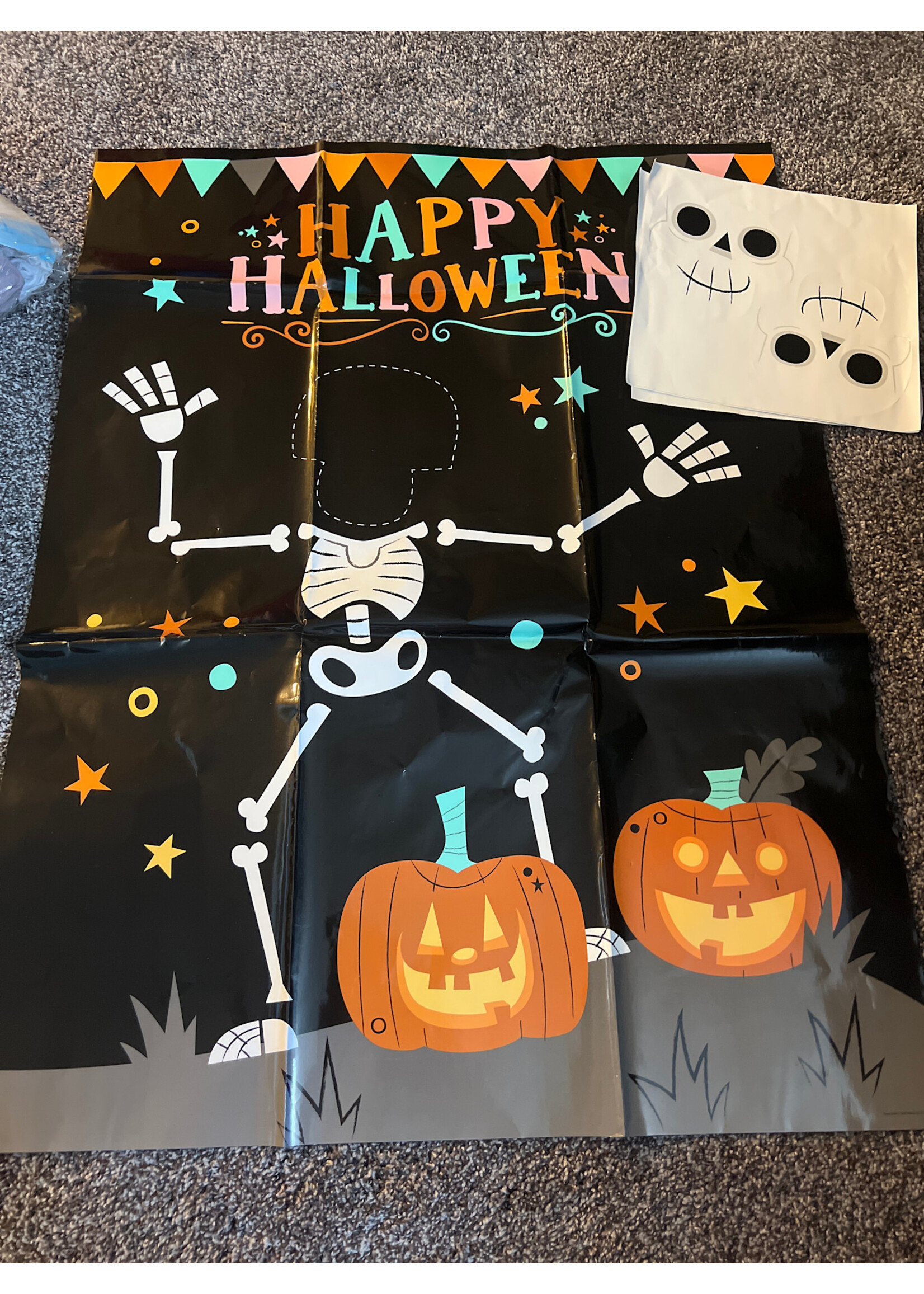 Pin the Face on the Skeleton Happy Halloween Poster
