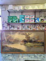 Original Antique Oil Painting by E. E. Benner 20th Century Artist 29x15.5 Inches
