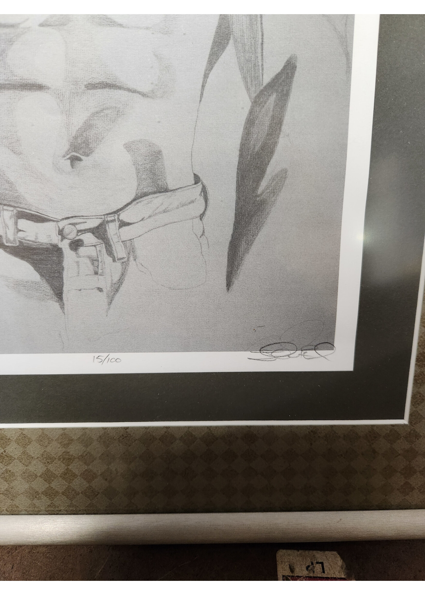 39.5x19 Framed Male Torso Sketch Triptych - Classical Anatomy Art, Charcoal/Pencil Drawing, Modern Wall Decor