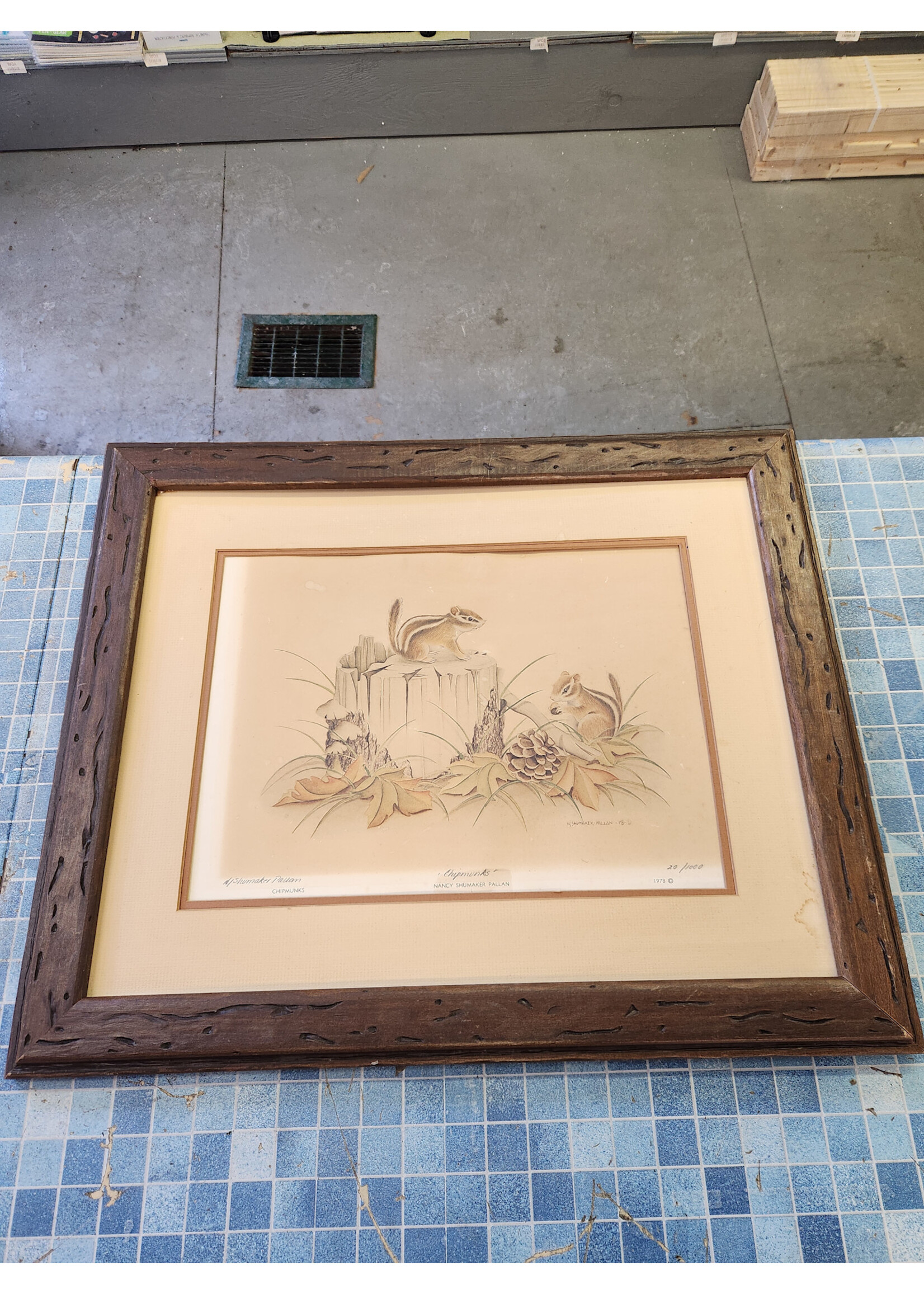 Nancy Shumaker Pallan Chipmunks Family Art Print 20/1000 Signed LE 23x19