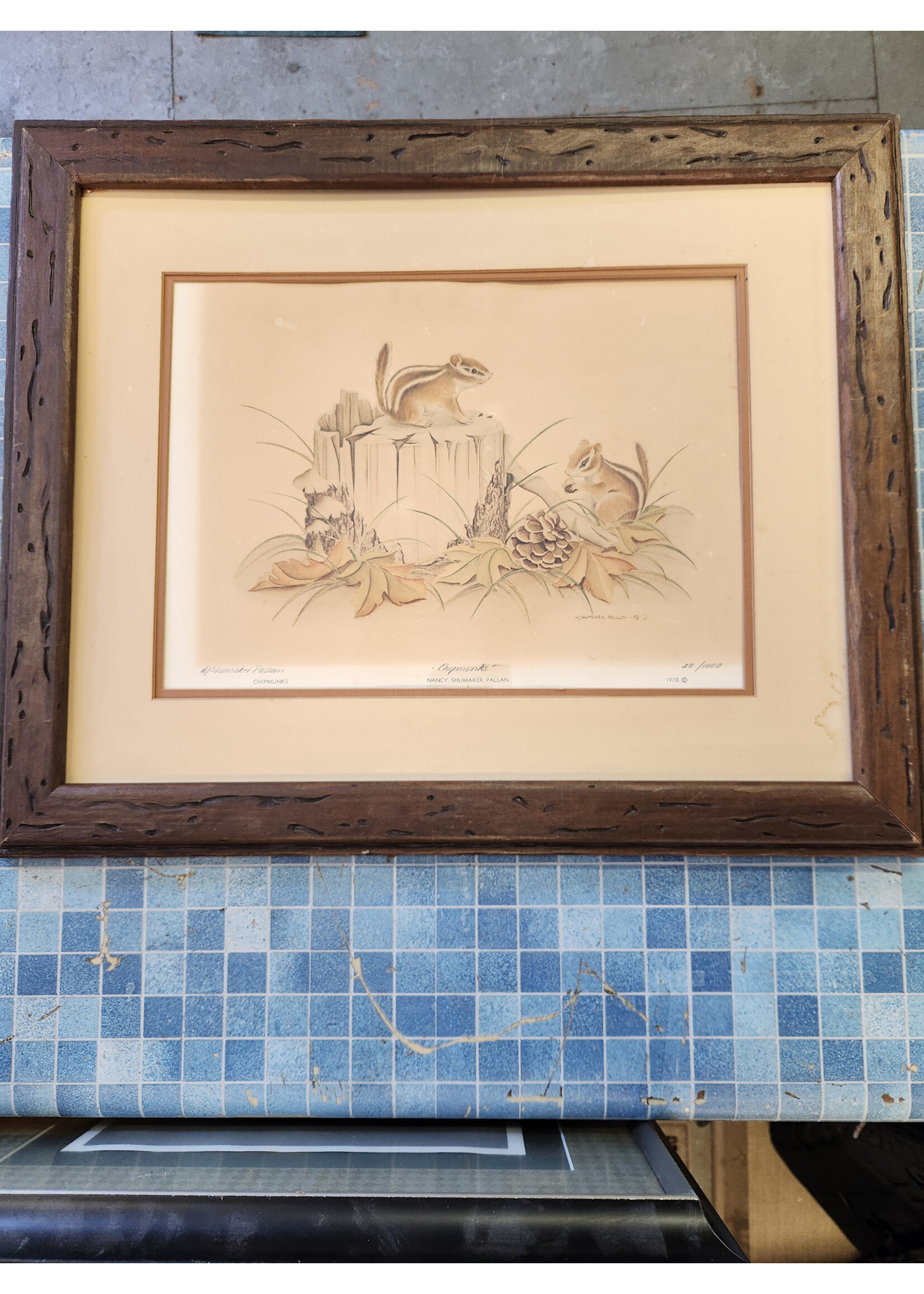 Nancy Shumaker Pallan Chipmunks Family Art Print 20/1000 Signed LE 23x19