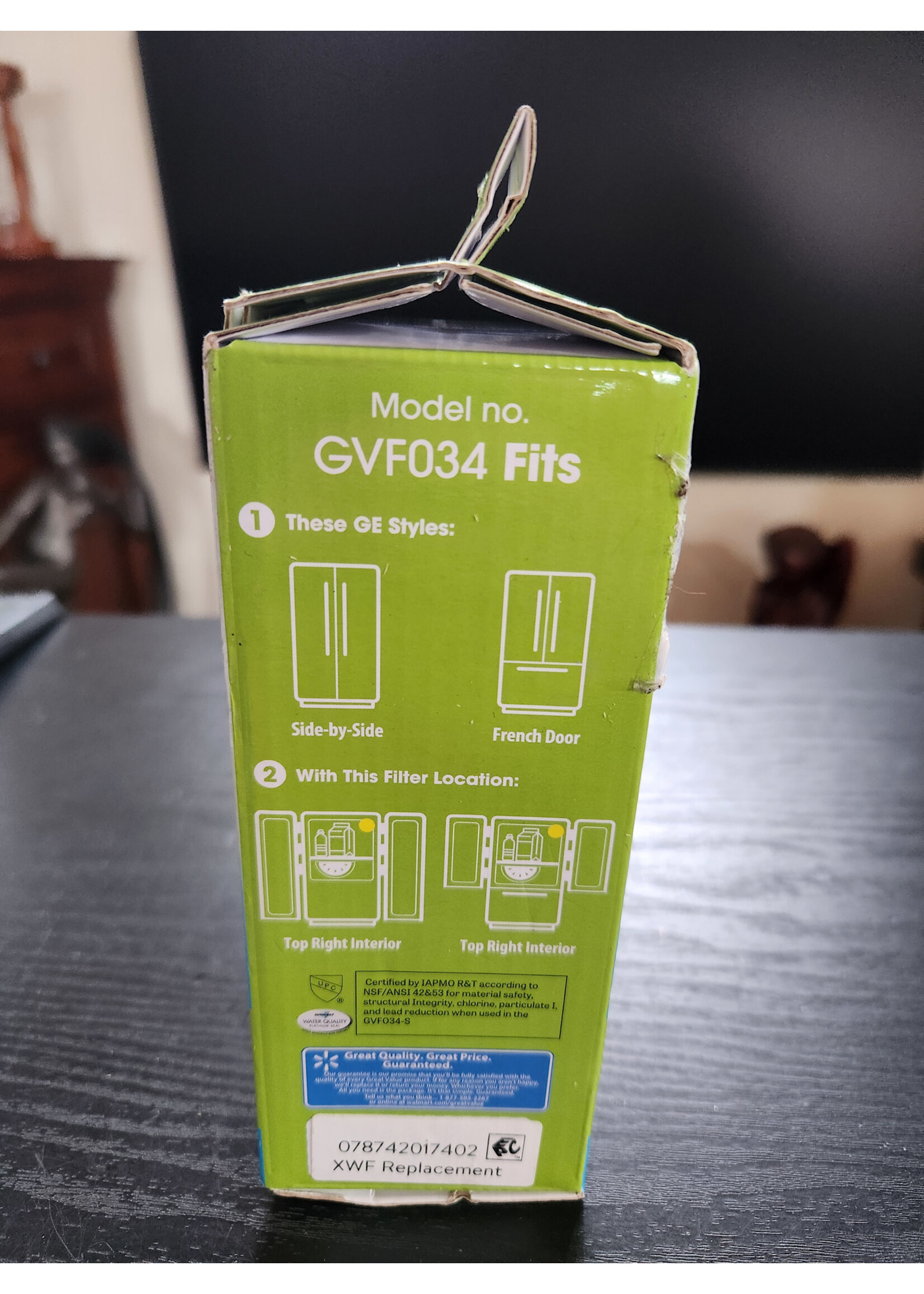 Great Value GE Refrigerator Replacement Filter Model GVF034 - Replaces GE XWF