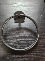 Black YUET Towel Holder Towel Ring Rail Self Adhesive Towel Holder,Stainless Steel Bathroom 7.08 inches/18cm,Wall Mounted 3M Self Adhesive Hand Towel