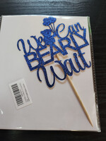 We Can Bearly Wait Baby Shower Cake Topper Blue Glitter 6x5.5