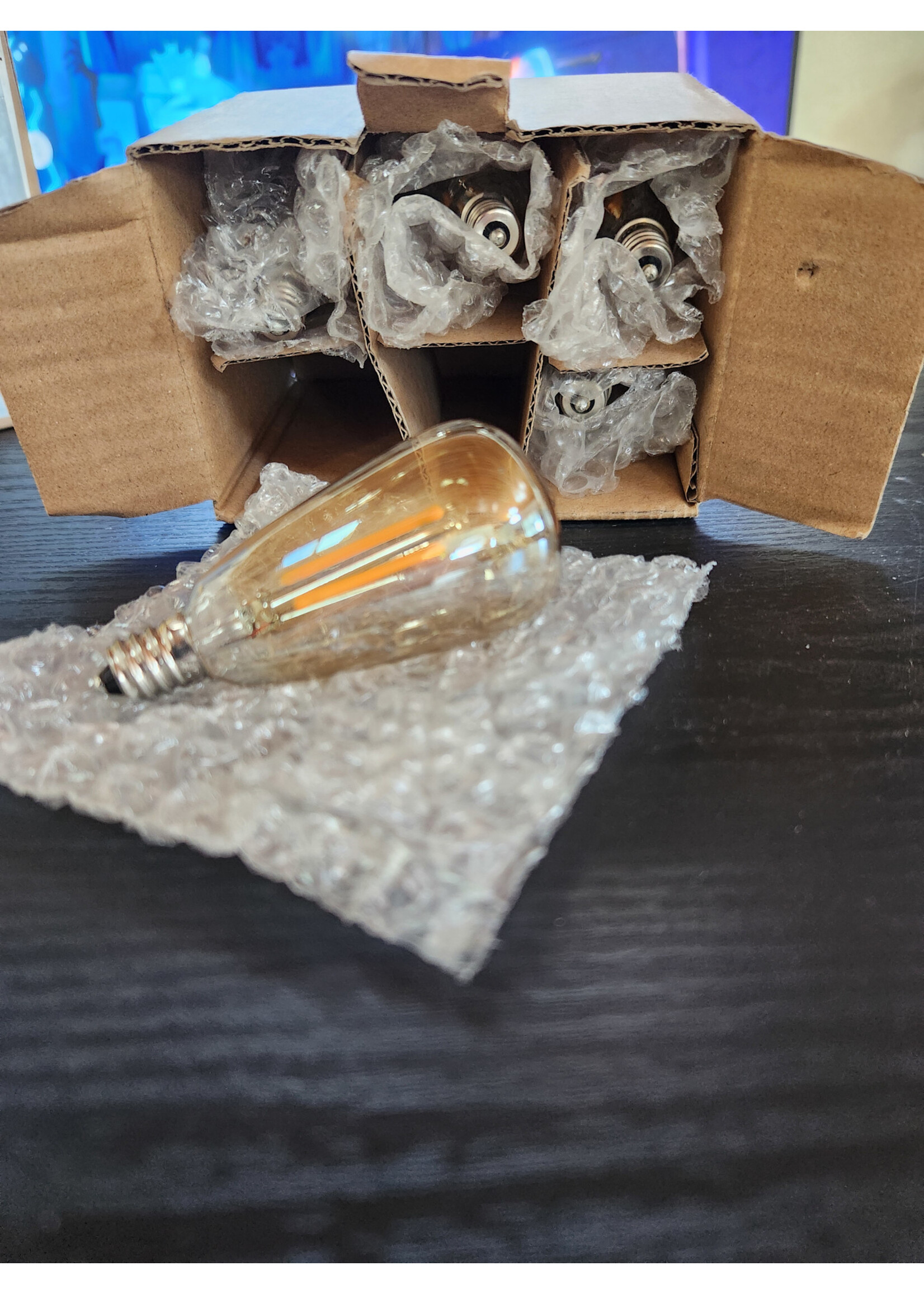 5pcs ST38 Edison Small Bulb 2W Equivalent to 10W-15W-20W E12 Base Warm Amber Glass LED Bulbs for Chandeliers Fans Candelabras Outdoor ST38 String Lights