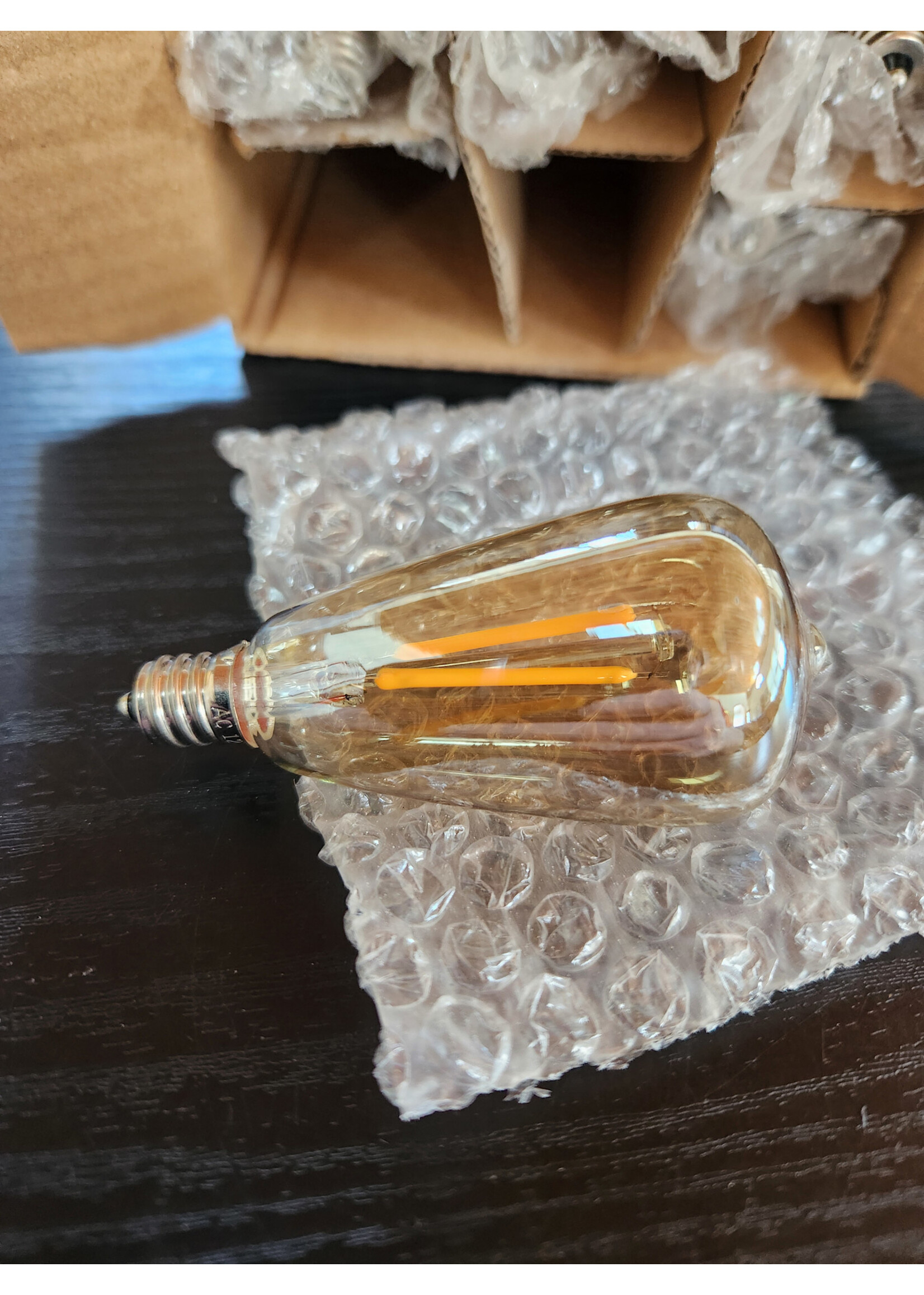 5pcs ST38 Edison Small Bulb 2W Equivalent to 10W-15W-20W E12 Base Warm Amber Glass LED Bulbs for Chandeliers Fans Candelabras Outdoor ST38 String Lights