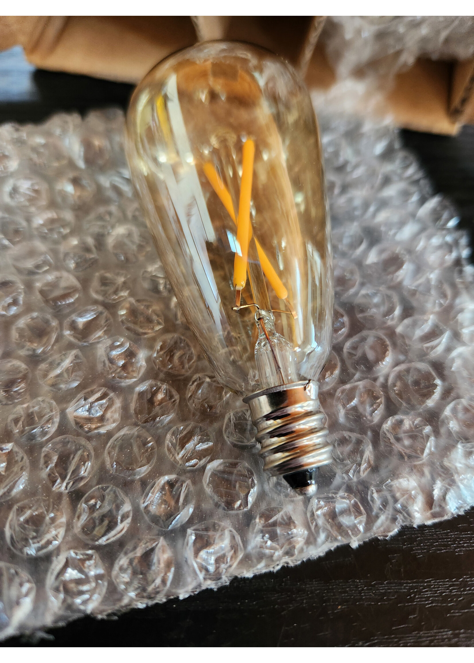 5pcs ST38 Edison Small Bulb 2W Equivalent to 10W-15W-20W E12 Base Warm Amber Glass LED Bulbs for Chandeliers Fans Candelabras Outdoor ST38 String Lights