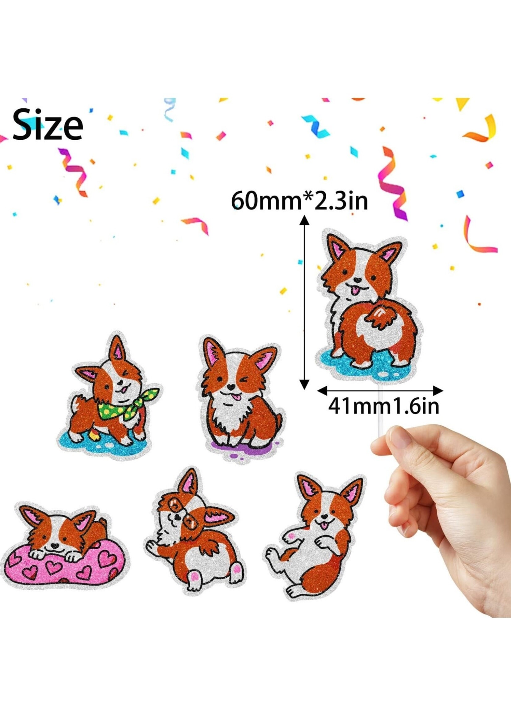 SugarGera Corgi Themed Cupcake Toppers 18-PC Set - Perfect for Dog Themed Birthday Parties, Dog Lovers Host Pet Showers, or Baby Shower Decorations
