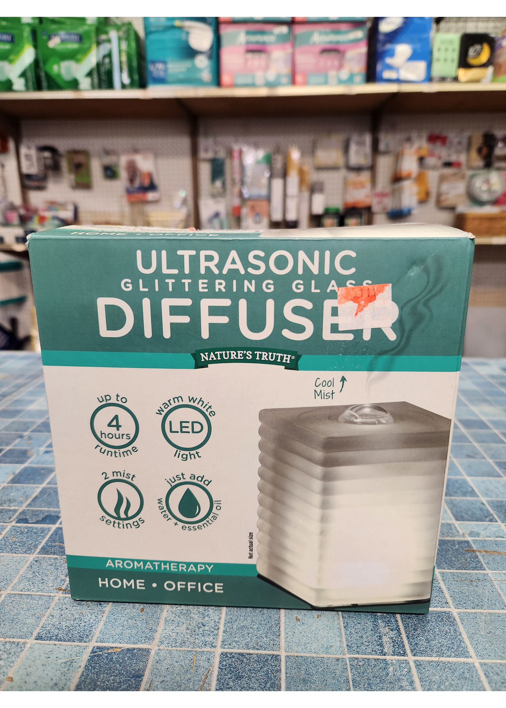 Nature's Truth Aromatherapy Essential Oil Diffuser Ultrasonic Glittering Glass Cool Mist