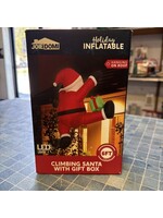 Open Box- Joie Domi Climbing/Hanging Santa W/ Gift Box LED Lighted Inflatable 6’