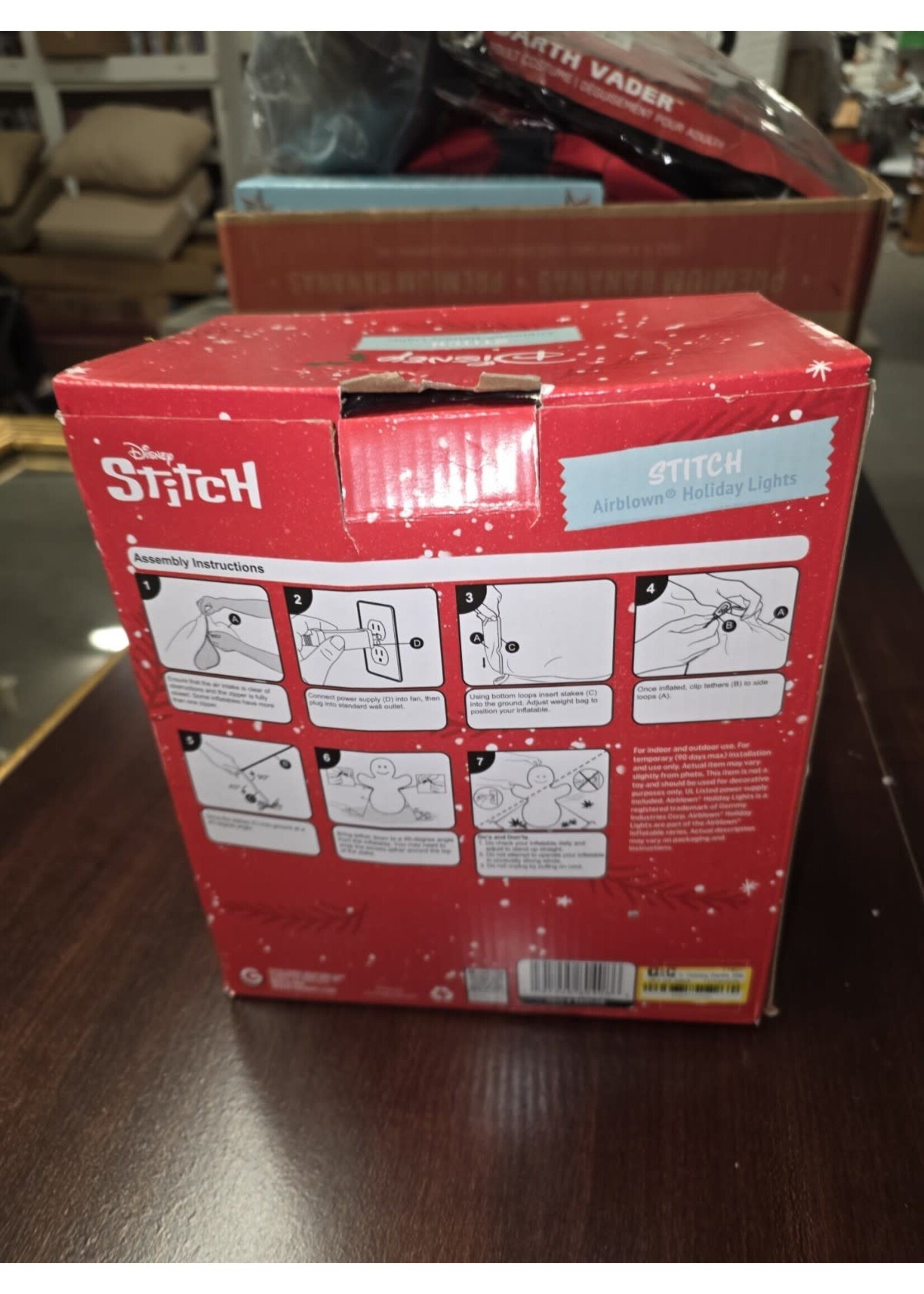 Disney Stitch Santa Hat Christmas Gemmy Airblown Inflatable 3 Ft