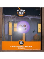 HYDE AND EEK Light-Up Inflatable Skull 32" Purple Black Red Halloween Decoration