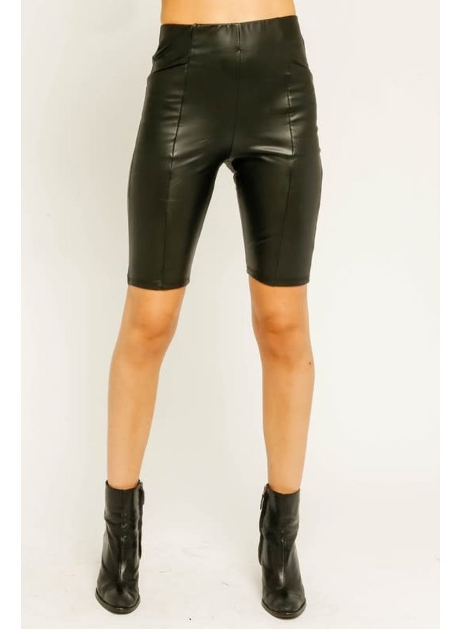 vegan leather biker shorts