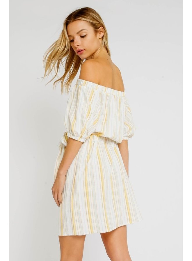 Off-The-Shoulder Stripe Dress