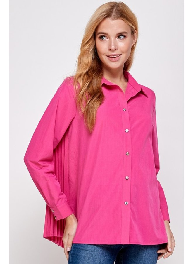 Pleated Back Button-Up