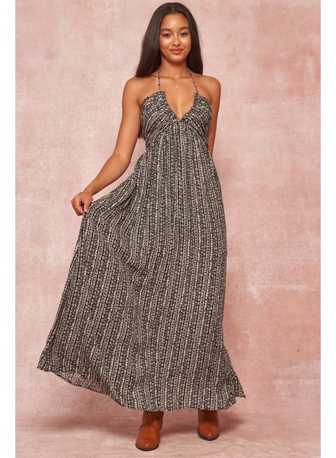 Halter Patterned Maxi Dress - Kirby's 
