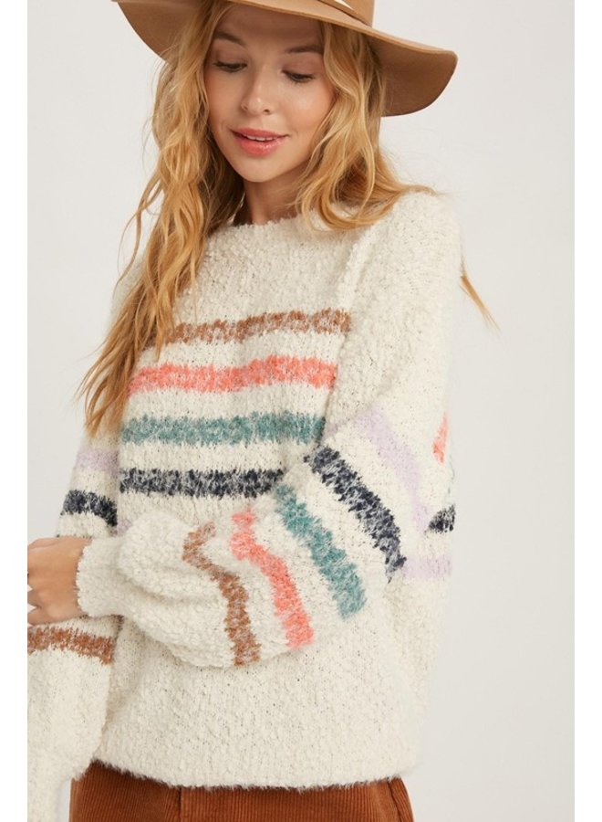 Stripe Fuzzy Pullover