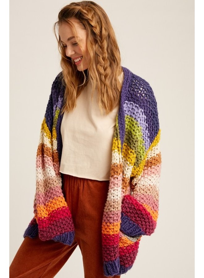 Colorful Rainbow Striped Cardigan 