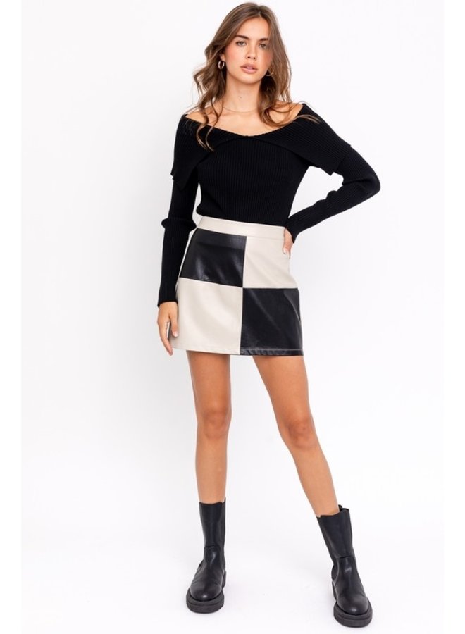 Color Blocked Mini Skirt