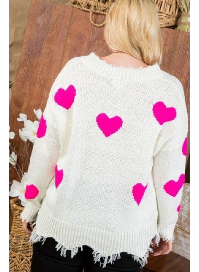 Distressed Heart Sweater